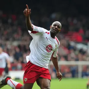 Dele Adebola Celebrates scoring for Bristol