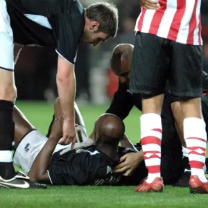Dele Adebola Receives Treatment Print Dele Adebola Receives Treatment Print
