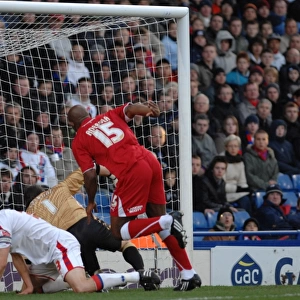 Dele Adebola sees his chance fly just past the far post
