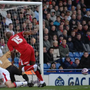 Dele Adebola sees his chance fly just past the far post