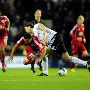 Derby County vs. Bristol City: Nicky Maynard Foul by Shaun Barker - Championship Football Match, December 10, 2011