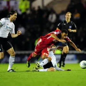 Derby County's Craig Bryson Fouls Nicky Maynard in Championship Clash between Derby County and Bristol City - December 10, 2011