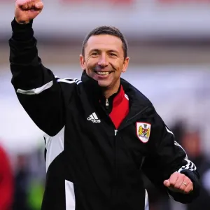 Derek McInnes Celebrates First Win as Bristol City Manager Print