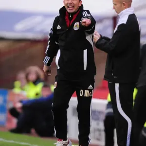 Derek McInnes Rallies Bristol City at Barnsley's Oakwell Stadium, Championship Match, October 2011