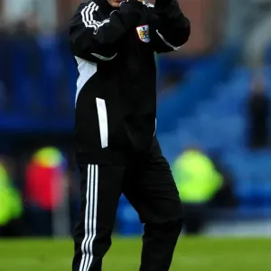 Derek McInnes Salutes Bristol City Fans at Fratton Park, March 2012
