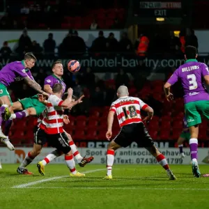 Print of Aden Flint and Matt Smith in a desperate bid for the winning goal Print of Aden Flint and Matt Smith in a desperate bid for the winning goal