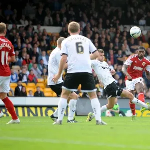 Determined Striker: Jay Emmanuel-Thomas's Decisive Shot for Bristol City against Port Vale
