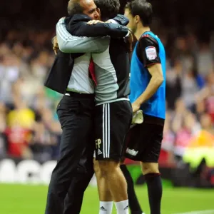 Print of Di Canio's Victory: Swindon Town Manager Celebrates League Cup Win Print of Di Canio's Victory: Swindon Town Manager Celebrates League Cup Win