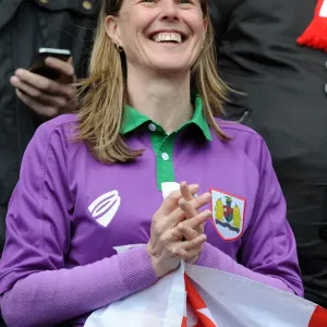 Ecstatic Bristol City Fan Celebrates Print at Deepdale Stadium