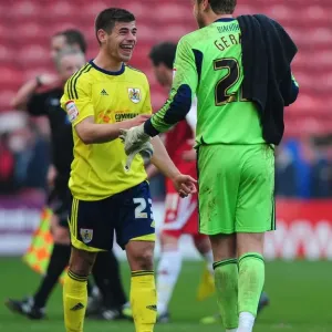 Edwards and Gerken in Action: Middlesbrough vs. Bristol City, 2012 - Football Rivalry at Riverside Stadium Edwards and Gerken in Action: Middlesbrough vs. Bristol City, 2012 - Football Rivalry at Riverside Stadium