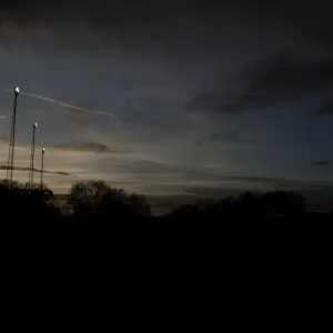 FA Cup Sunset Print: Floodlights Silhouetted at The Lamb Ground