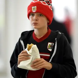 Fan Relishes a Pasty at Ashton Gate: Bristol City vs MK Dons, Sky Bet Championship Fan Relishes a Pasty at Ashton Gate: Bristol City vs MK Dons, Sky Bet Championship