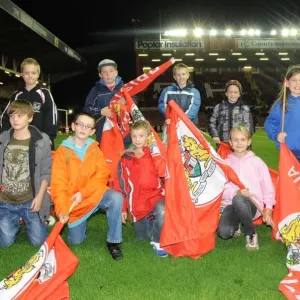 Flag Bearers Leading Out Teams at Bristol City vs Brentford, Sky Bet League One (10-22-2013)