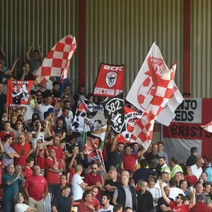 Print of Bristol City vs Wigan Athletic Flags in the Atyeo Stand Print of Bristol City vs Wigan Athletic Flags in the Atyeo Stand