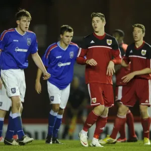 Focused Wes Burns in FA Youth Cup: Bristol City U18s vs Ipswich Town U18 at Ashton Gate Stadium
