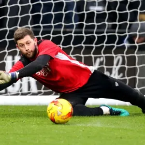 Print of Frank Fielding in action for Bristol City against Derby County Print of Frank Fielding in action for Bristol City against Derby County