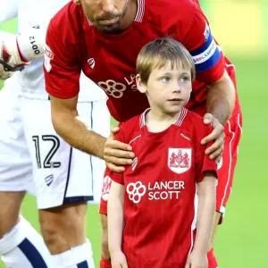 Gary O'Neil and Mandot the Bristol City Mascot at Carrow Road during Norwich City vs Bristol City Championship Match, August 16, 2016 Gary O'Neil and Mandot the Bristol City Mascot at Carrow Road during Norwich City vs Bristol City Championship Match, August 16, 2016