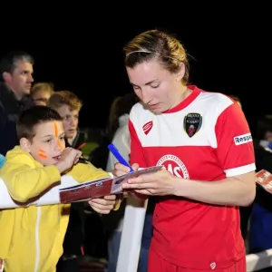 Grace McCarthy of Bristol Academy Signing Autographs During BAWFC vs Chelsea Ladies Match