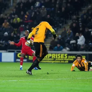 Print of Hand of Zayatte in Hull City v Bristol City Championship Match