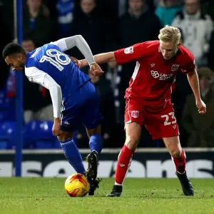 Hordur Magnusson Tackles Grant Ward in Ipswich Town vs. Bristol City Championship Clash