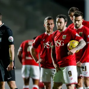 Intense Moment: Lee Tomlin's Focused Gaze at Ashton Gate Stadium during Bristol City vs Brighton & Hove Albion (February 23, 2016) Intense Moment: Lee Tomlin's Focused Gaze at Ashton Gate Stadium during Bristol City vs Brighton & Hove Albion (February 23, 2016)