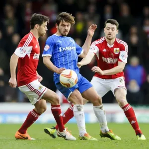 Intense Rivalry: A Football Battle - Sam Baldock and Brendan Moloney vs Bradley Dack at Ashton Gate
