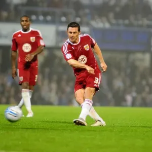 Jamie McAllister Shoots for Bristol City against Portsmouth in Championship Match, September 2010