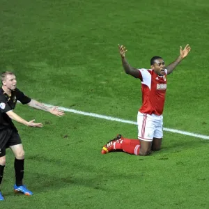 Jay Emmanuel-Thomas Protests Foul: Cardiff City vs Swansea City, 2013 Jay Emmanuel-Thomas Protests Foul: Cardiff City vs Swansea City, 2013