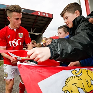 Joe Bryan of Bristol City Greets Young Fans After Match Against Cardiff City