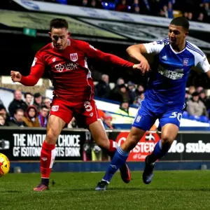 Josh Brownhill vs Myles Kenlock: Intense Tackle in Ipswich Town vs Bristol City Championship Clash