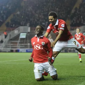 Print of Jubilant Goal Celebration: Agard and Smith in action Print of Jubilant Goal Celebration: Agard and Smith in action