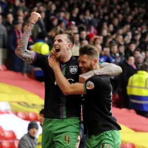 Jubilant Moment Print: Aden Flint and Nathan Baker in Euphoric Celebration