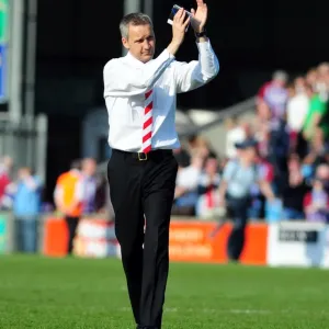 Keith Millen Applauds Bristol City Fans at Scunthorpe United: 17-04-2010 Keith Millen Applauds Bristol City Fans at Scunthorpe United: 17-04-2010