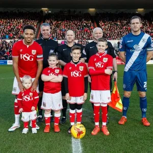 Korey Smith and Michael Morrison Lead Out Teams at Ashton Gate Stadium: Bristol City vs Birmingham City, 2016