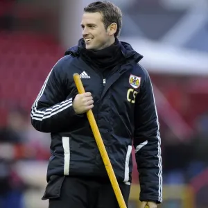 Laughing Groomsman Evades Stray Football Ball at Bristol City vs Rotherham United