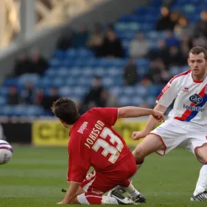 Lee Johnson beats Craig Beatie of crystal palace to the ball Lee Johnson beats Craig Beatie of crystal palace to the ball