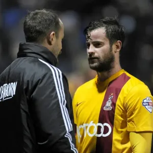 Louis Carey Consoles Matthew Bates After Bradford City vs. Bristol City Match, 2014 Louis Carey Consoles Matthew Bates After Bradford City vs. Bristol City Match, 2014