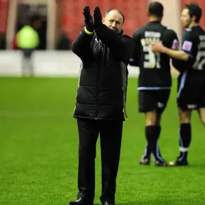 Manager Gary Johnson thanks the travelling fans