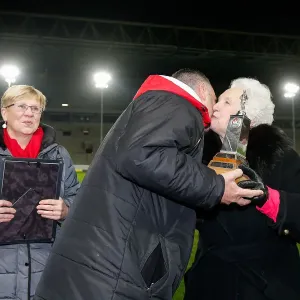 Marina Dolman Honors Brian Tinnion at Half Time: Bristol City vs Brighton & Hove Albion, 2016 Marina Dolman Honors Brian Tinnion at Half Time: Bristol City vs Brighton & Hove Albion, 2016