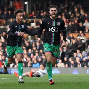 Marlon Pack and Bobby Reid Celebrate Equalizing Goal for Bristol City at Craven Cottage (Fulham v Bristol City, Sky Bet Championship)