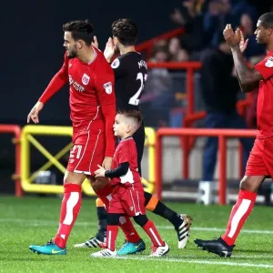 Marlon Pack and Bristol City Mascot Lead Out Team Print Marlon Pack and Bristol City Mascot Lead Out Team Print