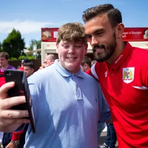 Marlon Pack Celebrates with Fans after Pre-season Match between Bristol Manor Farm and Bristol City (2017)