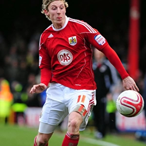 Martyn Woolford in Action: Championship Showdown between Bristol City and Leeds United at Ashton Gate Stadium (12/02/2011)