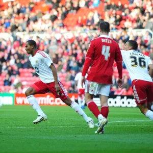 Marvin Elliott Scores the Winning Goal for Bristol City: Euphoric Celebration with Team Mates (vs. Middlesbrough)