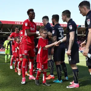 Mascots Lead Out Bristol City and Barnsley Teams at Ashton Gate, Sky Bet Championship (220417)