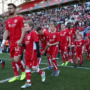 Mascots Leading Out Bristol City and Barnsley Players at Ashton Gate, 2017