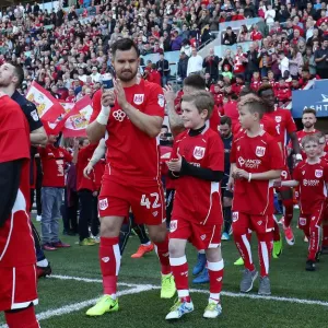 Mascots Leading Out Bristol City and Barnsley Teams at Ashton Gate, Sky Bet Championship (April 2017)