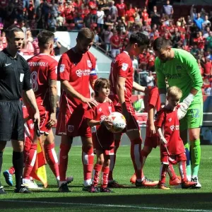 Bristol City and Wigan Athletic Mascots and Players Print Bristol City and Wigan Athletic Mascots and Players Print