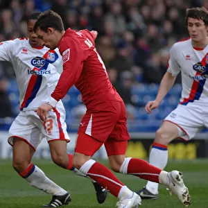 Michael McIndoe tries to beat crystal palace right back Nathanial Clyne