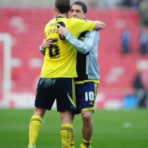 Middlesbrough vs. Bristol City: A Moment of Camaraderie - Louis Carey and Hogan Ephraim Embrace Middlesbrough vs. Bristol City: A Moment of Camaraderie - Louis Carey and Hogan Ephraim Embrace